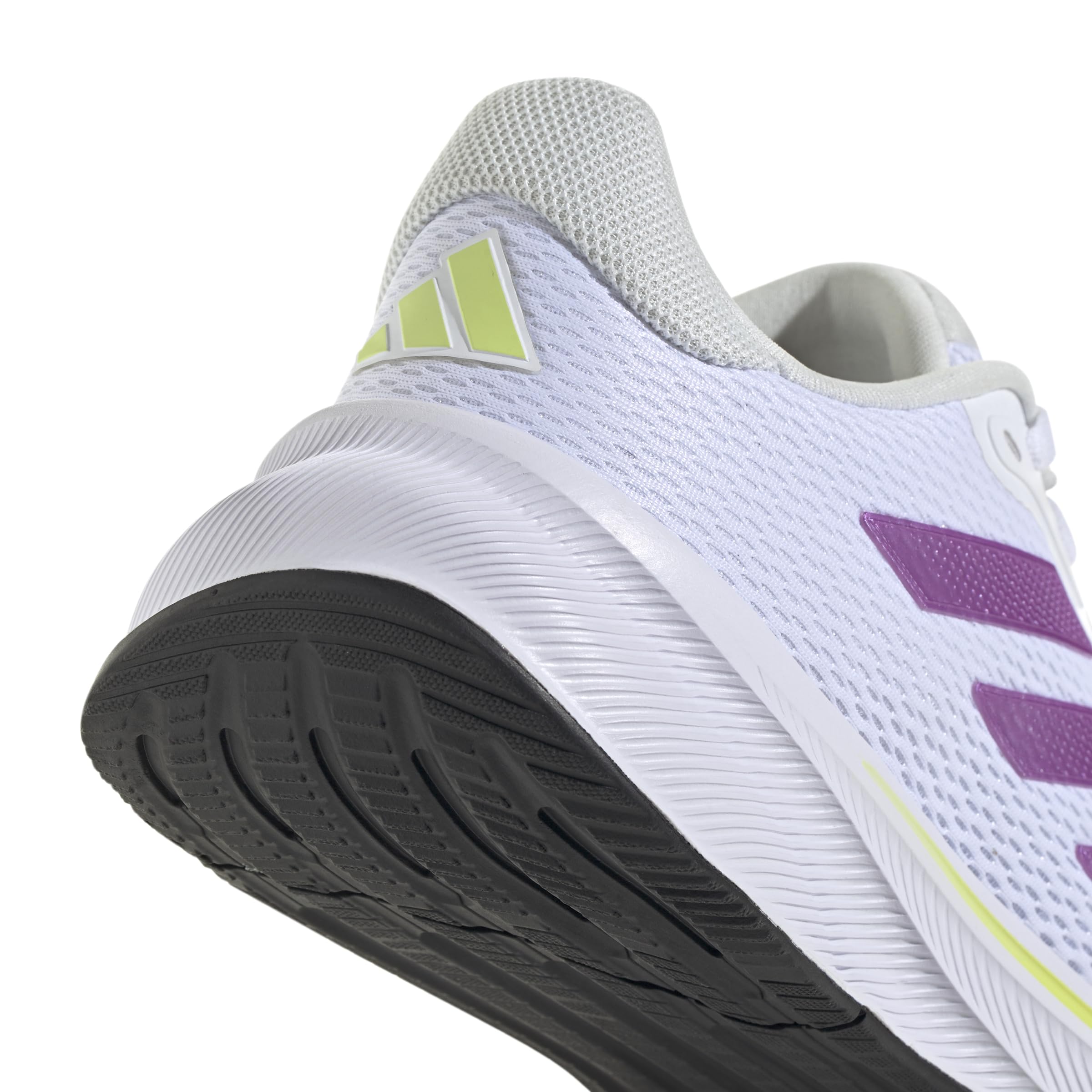 adidas Women's Response Running Sneaker, White/Purple Burst/Pulse Lime, 7