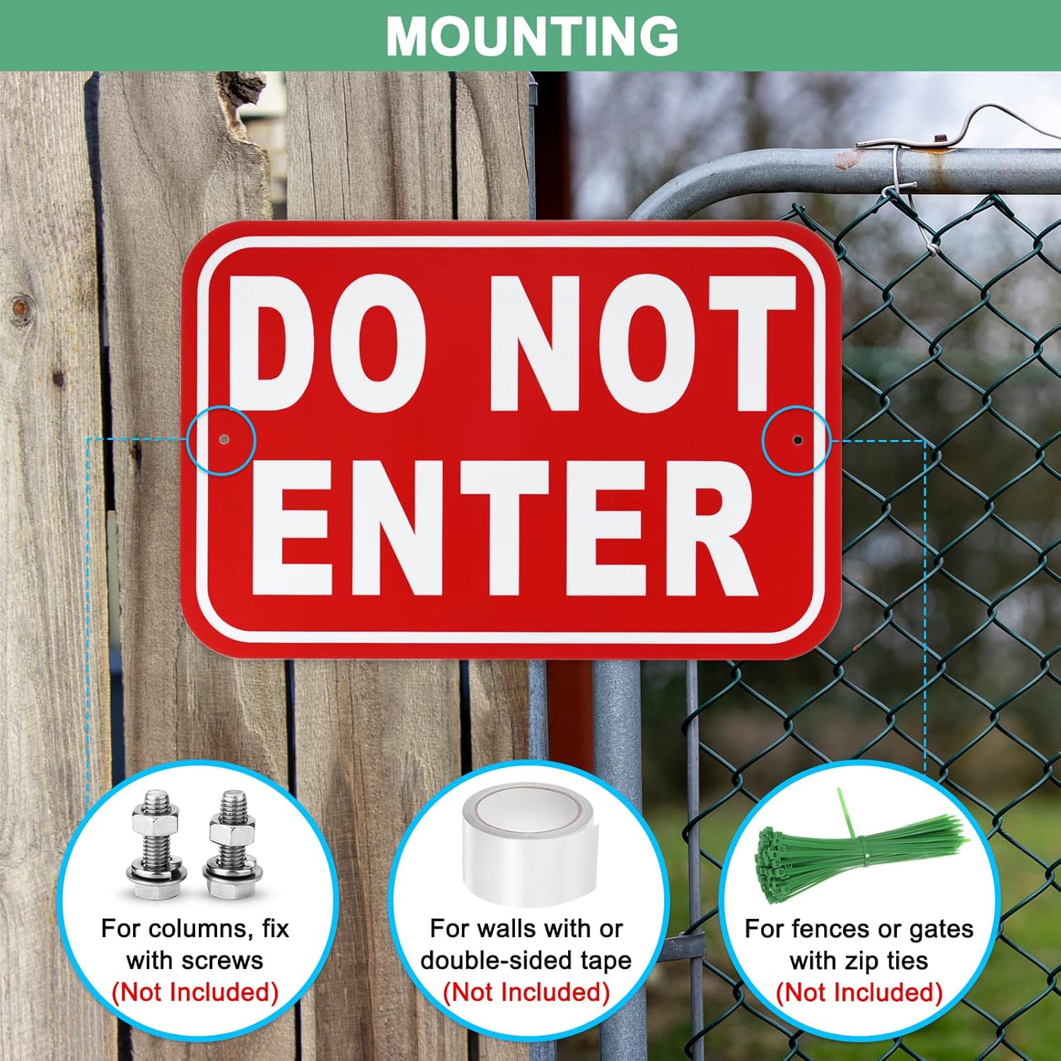 M METERXITY 2-Pack Do Not Enter Sign, 14 x 10 Inch Rust Free Keep Out Sign for Business Waterproof Aluminum Reflective for Courtyard/Pool [White on Red]