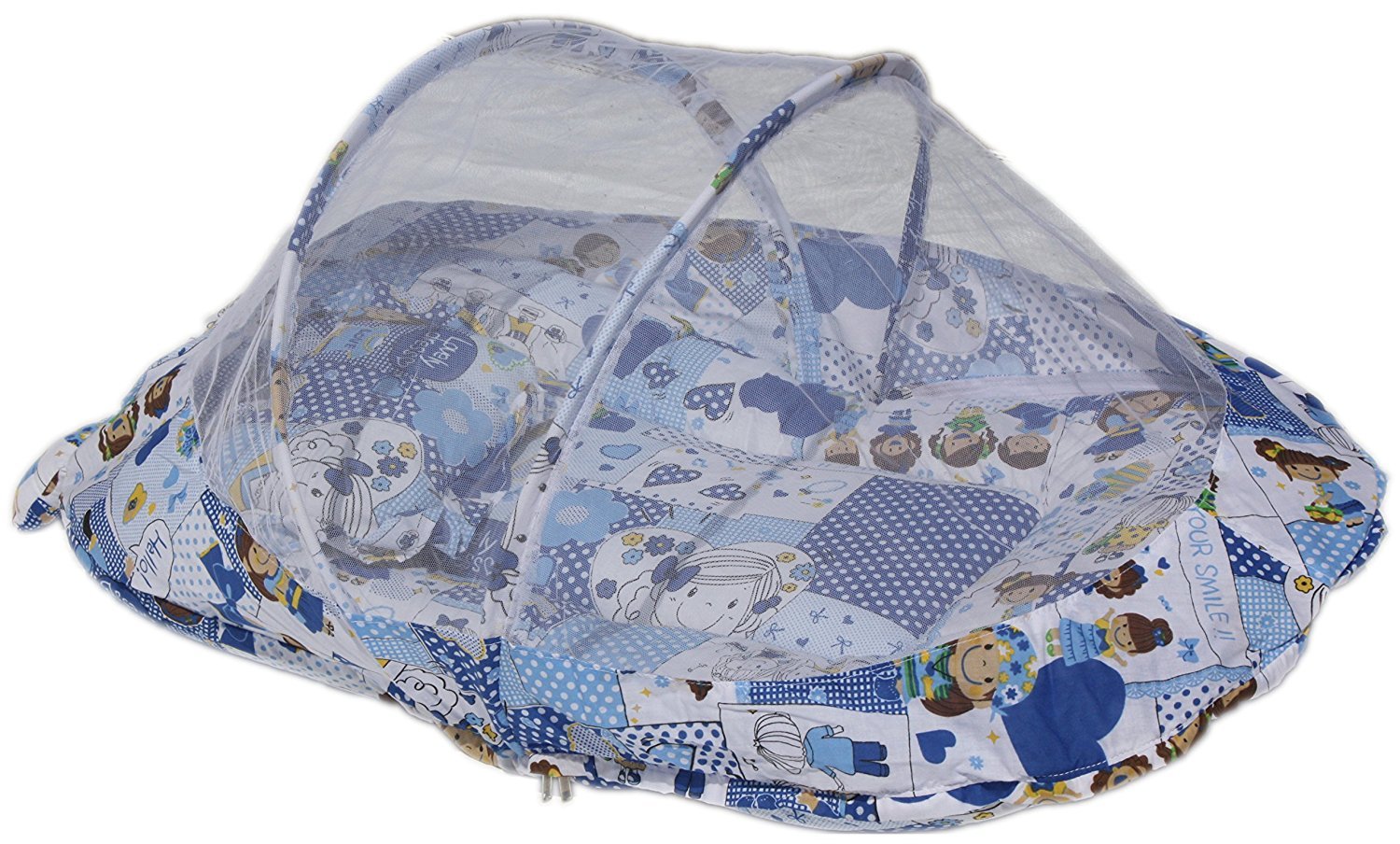 Amardeep Baby Mattress with Mosquito Net Collage Print Blue XL Size 90 * 55 * 6 cms - Image 4 thumbnail