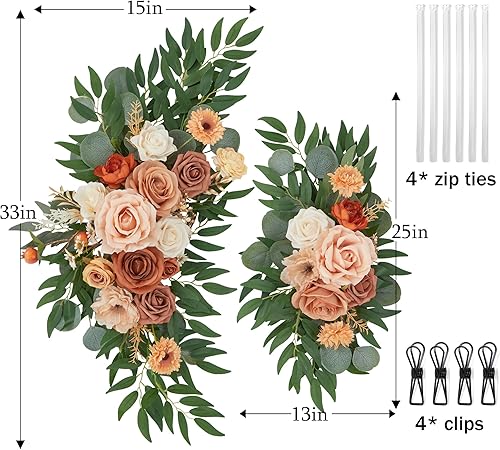 Miniatura 3 de Ting's time Kit de 2 flores de arco de boda para fiesta de boda, letrero de bienvenida floral, decoración de recepción, decoración floral, flor de