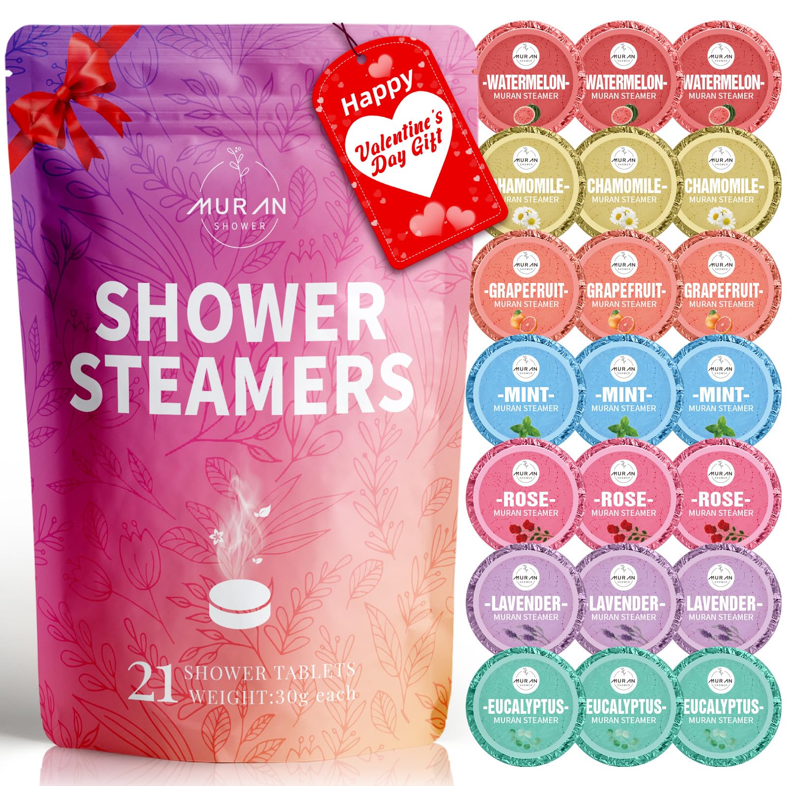 Shower Steamers Aromatherapy 21-Pack Shower Bombs Birthday Day Gifts for Her Him Mom Wife, Eucalyptus Rose Lavender Mint Essential Oil, Bath Bombs
