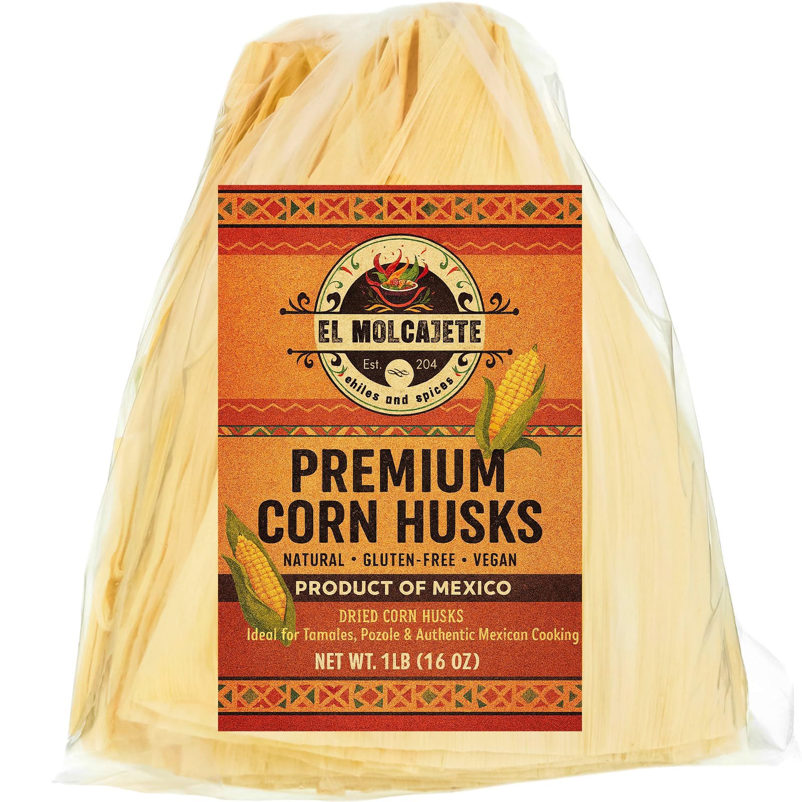Corn Husks for Tamales 1 lb – Premium Dried Hojas de Maiz, Natural and Authentic Mexican Husk Wrappers, Fresh and Flavorful by El Molcajete