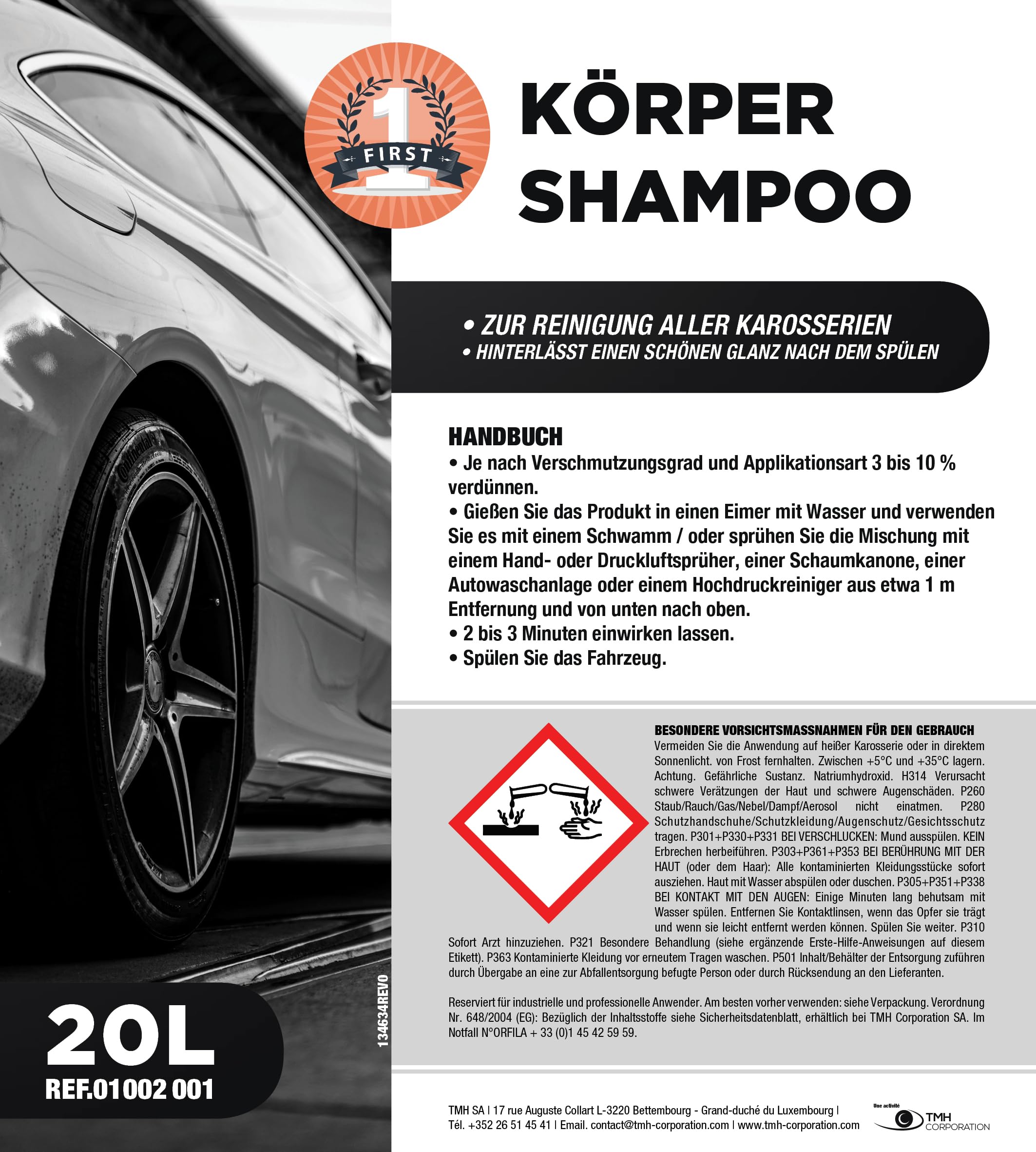 WORKFIRST Autoshampoo - Effektiv und spurlos - Sparsam und konzentriert - Hochdruck- oder Handwäsche 5L (5-Liter-Behälter)