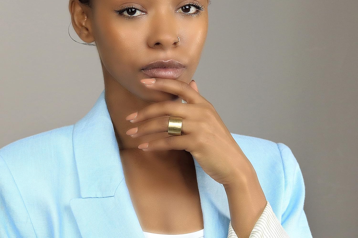 Sophisticated Band Rose Gold Ring - Large Statement, Custom Engagement & Fashion Brushed Gold Ring, Unisex, Engravable Jewelry - Image 6