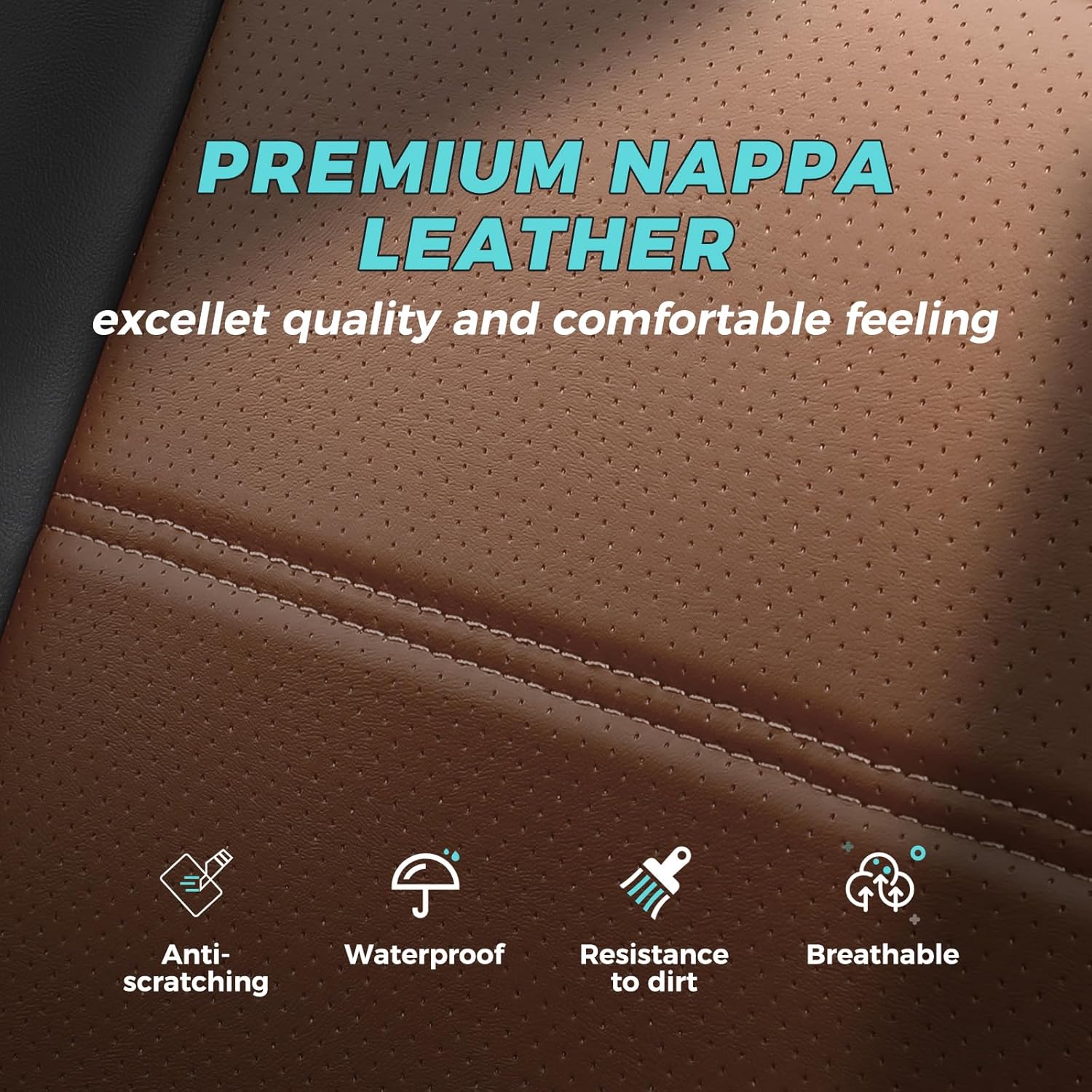 Seat Covers for Toyota Highlander 2014 2015 2016 2017 2018 2019 7 Seats Full Set Faux Leather, 3-Row Second Row Captain's Chairs, Waterproof Leather Car Seat Cover - Black Brown