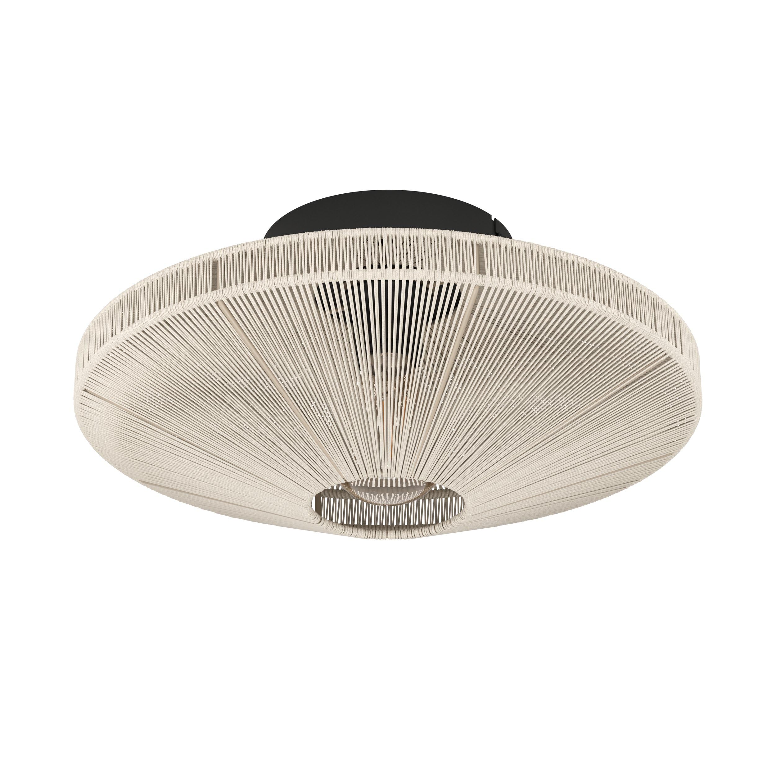 EGLO Deckenlampe Midsumer, Deckenleuchte aus Stoff | Deckenbeleuchtung Japanisch aus Metall in Schwarz und Naturgarn in Creme, Wohnzimmerlampe mit E27 Fassung, Ø 38 cm