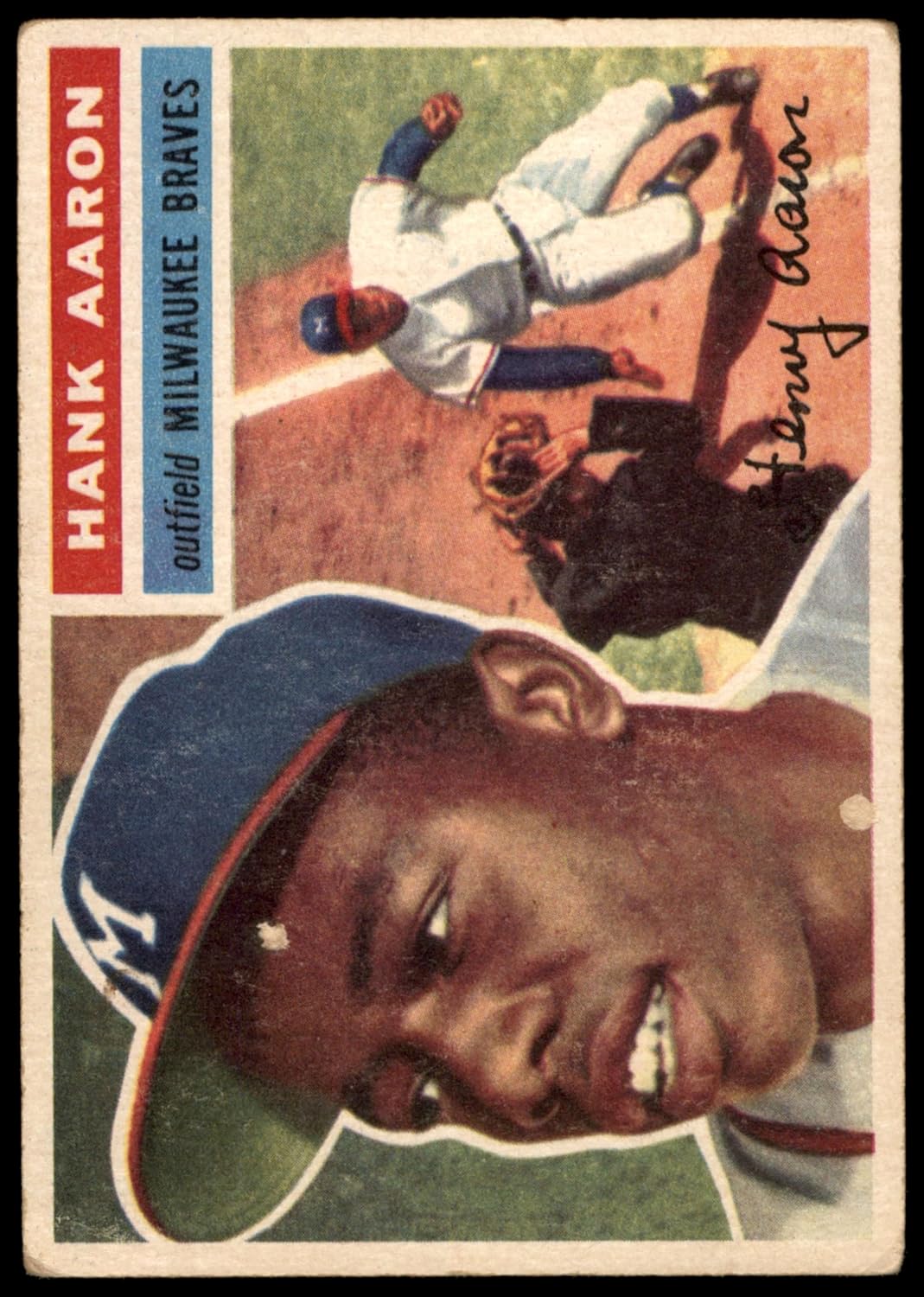 1956 Topps #31 Hank Aaron Milwaukee Braves (Baseball Card) FAIR Braves