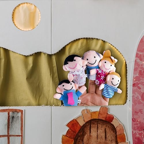 Miniatura 5 de Mini abuelos mamá y papá hermano y hermana marionetas de dedo de familia para niños espectáculos recreación colegios - 6 piezas