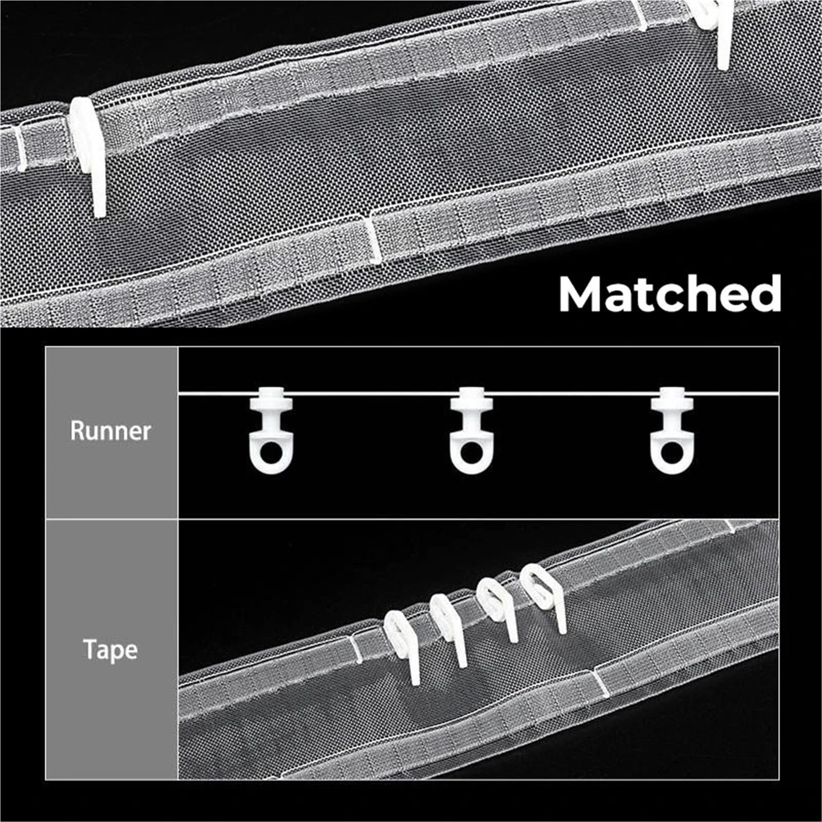 Cinta para Cortinas Fruncida Ganchos de Cinta Cortina Ondulada Transparente, Juego Plisada for Cortinas, Plegables onduladas(10m)