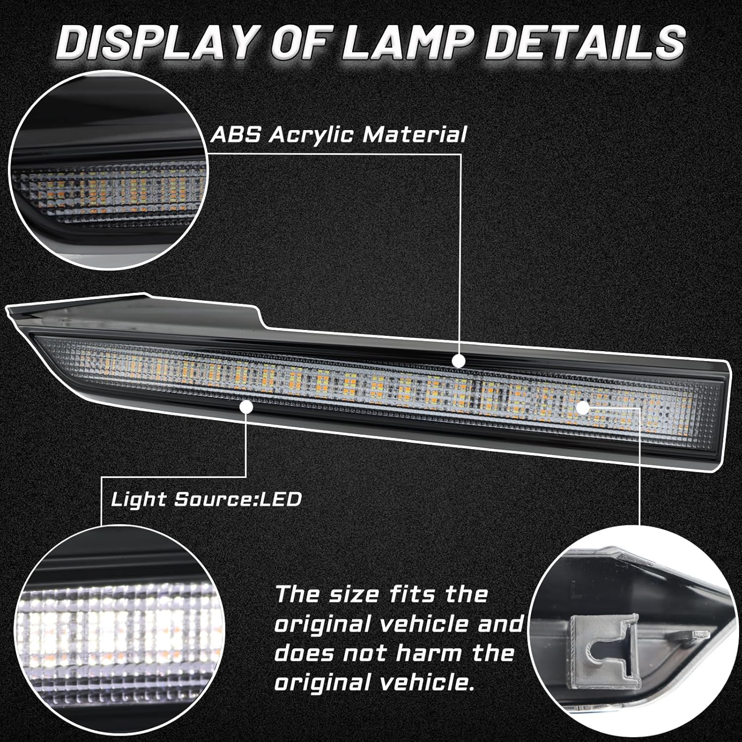 Switchback White/Amber LED Front Side Marker Headlight DRL Amber Sequential Turn Signal light Feature Compatible with Toyota Tacoma 2012-2015 Replacement Front Bumper Trim (2012-15)