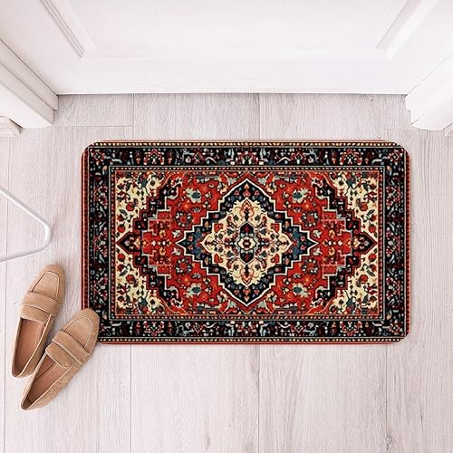 Miniatura 73 de Erosebridal Tapete de baño oriental vintage, Art Deco floral para puerta de entrada, tapete de baño tribal bohemio, tapete de baño tradicional
