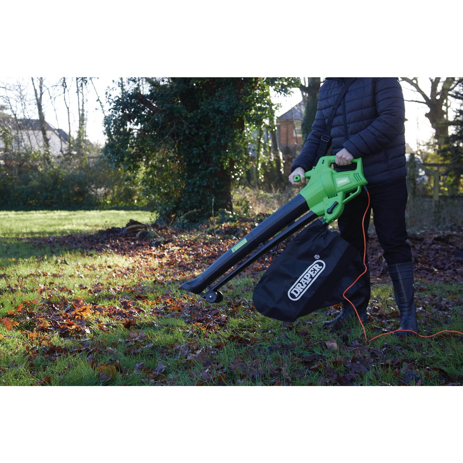 Draper 94794 Broyeur de Jardin 230 V, 3000 W, souffleurs et aspirateurs (électrique), Vert et Noir, Taille Unique