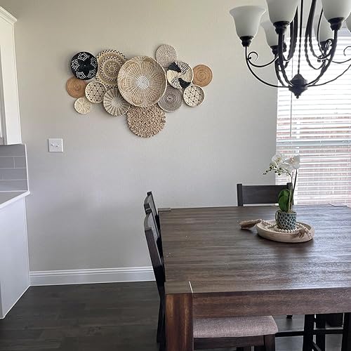 Miniatura 7 de Set of 13 Basket Wall Decor, Boho Wall Decor, Bohemian Wall Decor, Woven Baskets Wall Decor,Wicker Wall Tray,Boho Wall Art,Hanger Wall Plate - Sun