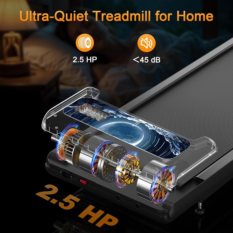 Walking Treadmill Pad with Incline Handle Bar, Silent and Foldable Fitness Equipment, Treadmill with 4-in-1 Modes, Easy Assembly, Portable Home Gym Equipment image 4