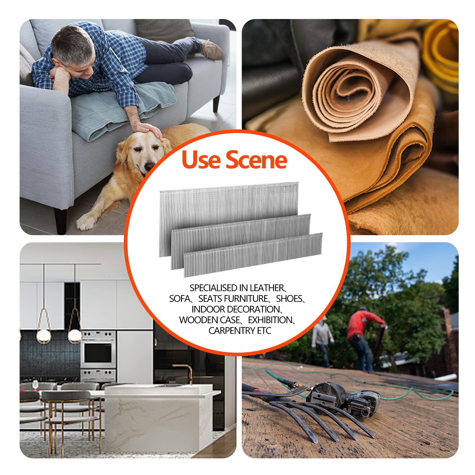 SimCos Clous De Calibre 18 - 4 Tailles (5,1 Cm, 3,8 Cm, 2,5 Cm, 1,6 Cm) - 1600 Clous Galvanisés Pour Pistolet à Ongles 18 GA Assortis Et Petits Clous