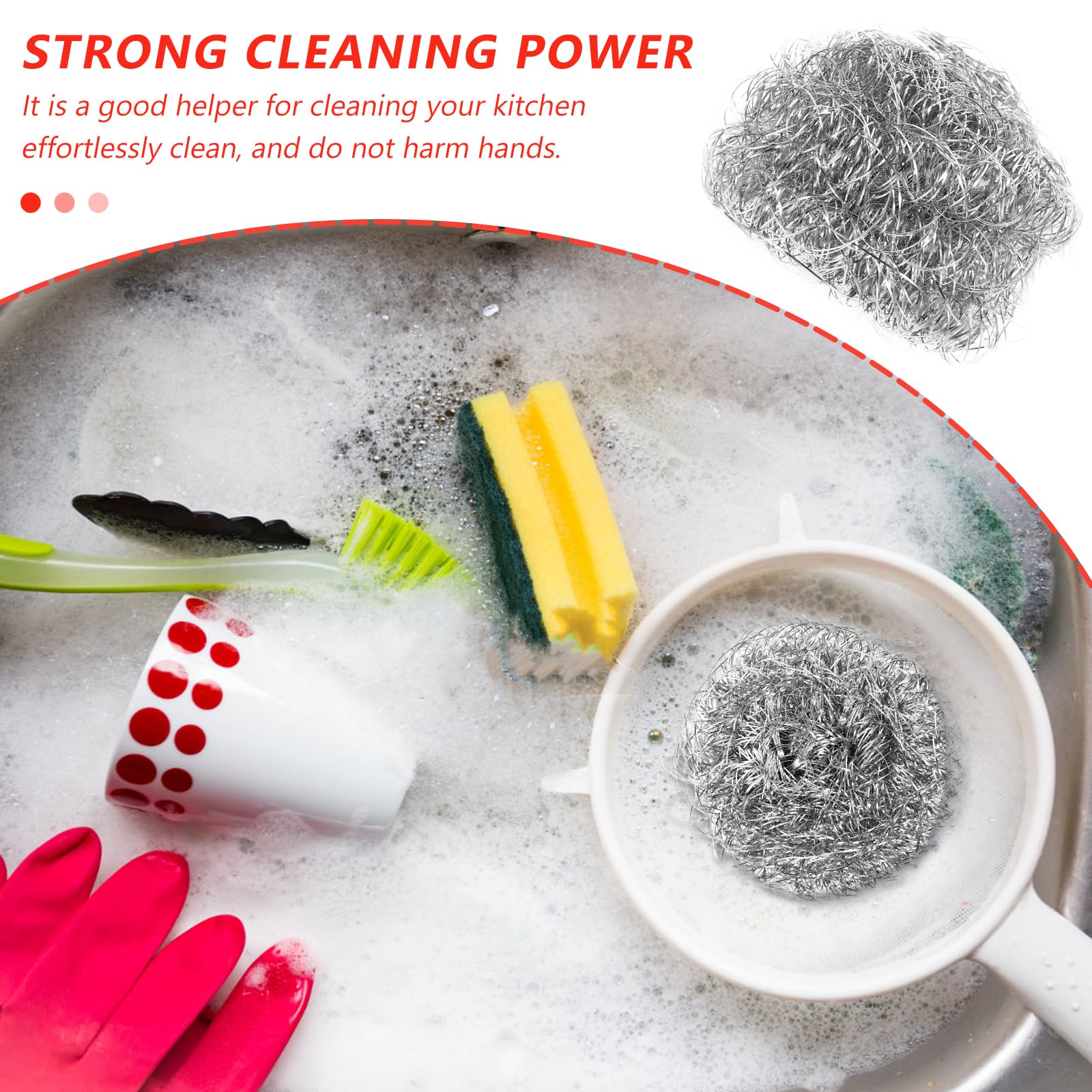 4pcs Tableware Cleaning Brush, Reusable Stainless Steel Wire Ball for Kitchen Tableware Bathroom, Removes Tough Greases Grimes Stains and Rust Spot