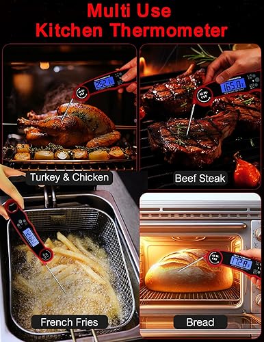 Miniatura 7 de Termómetro digital para carne, termómetro de comida de lectura instantánea para cocinar parrilla, freidora de barbacoa, pantalla impermeable y
