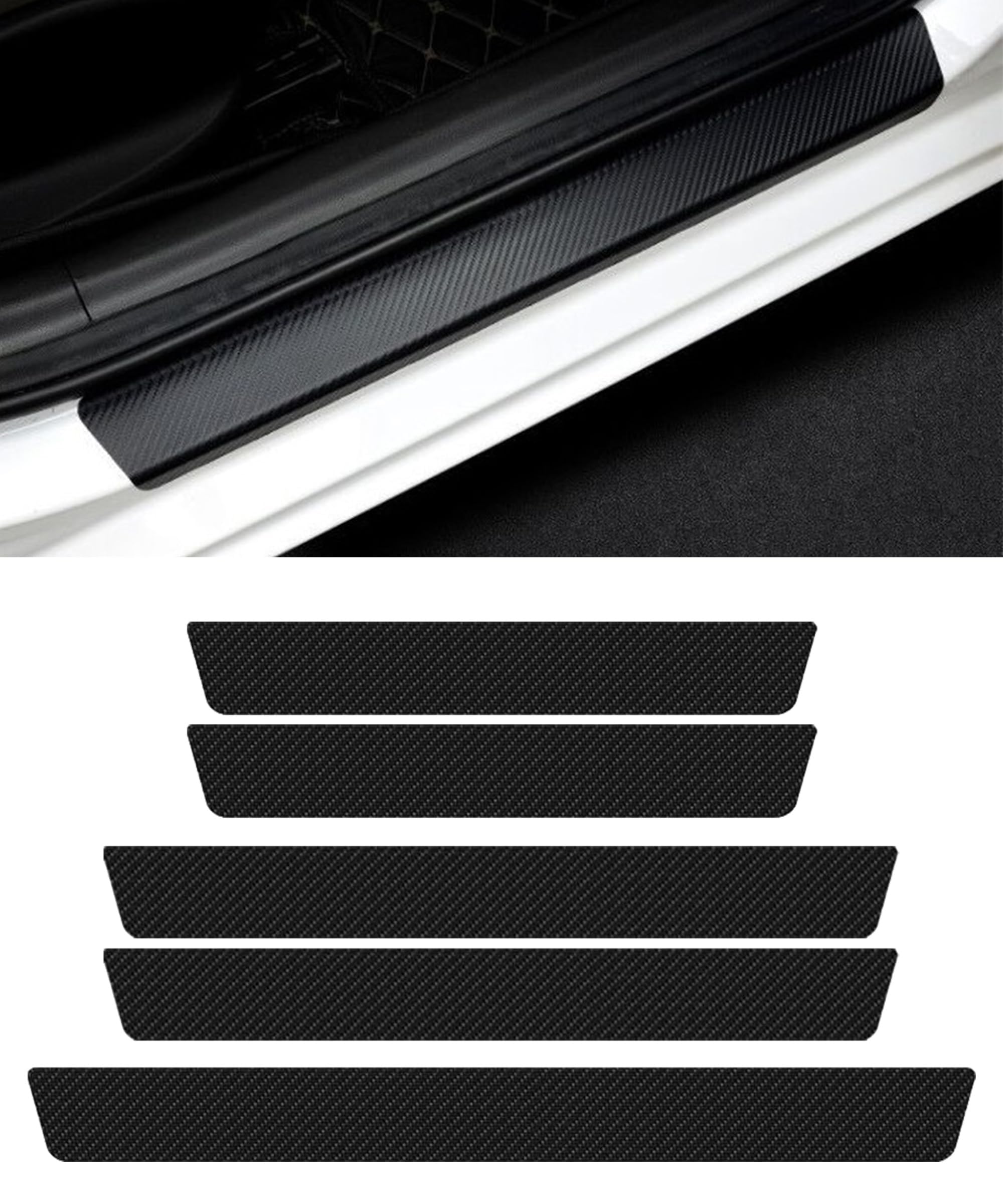 Tryagat 5 Pcs Door Sill Protectors for VW Caddy Maxi 2015-2023 2024 Entry Guards Robust Accessory Scratch-Resistant Design Premium Look