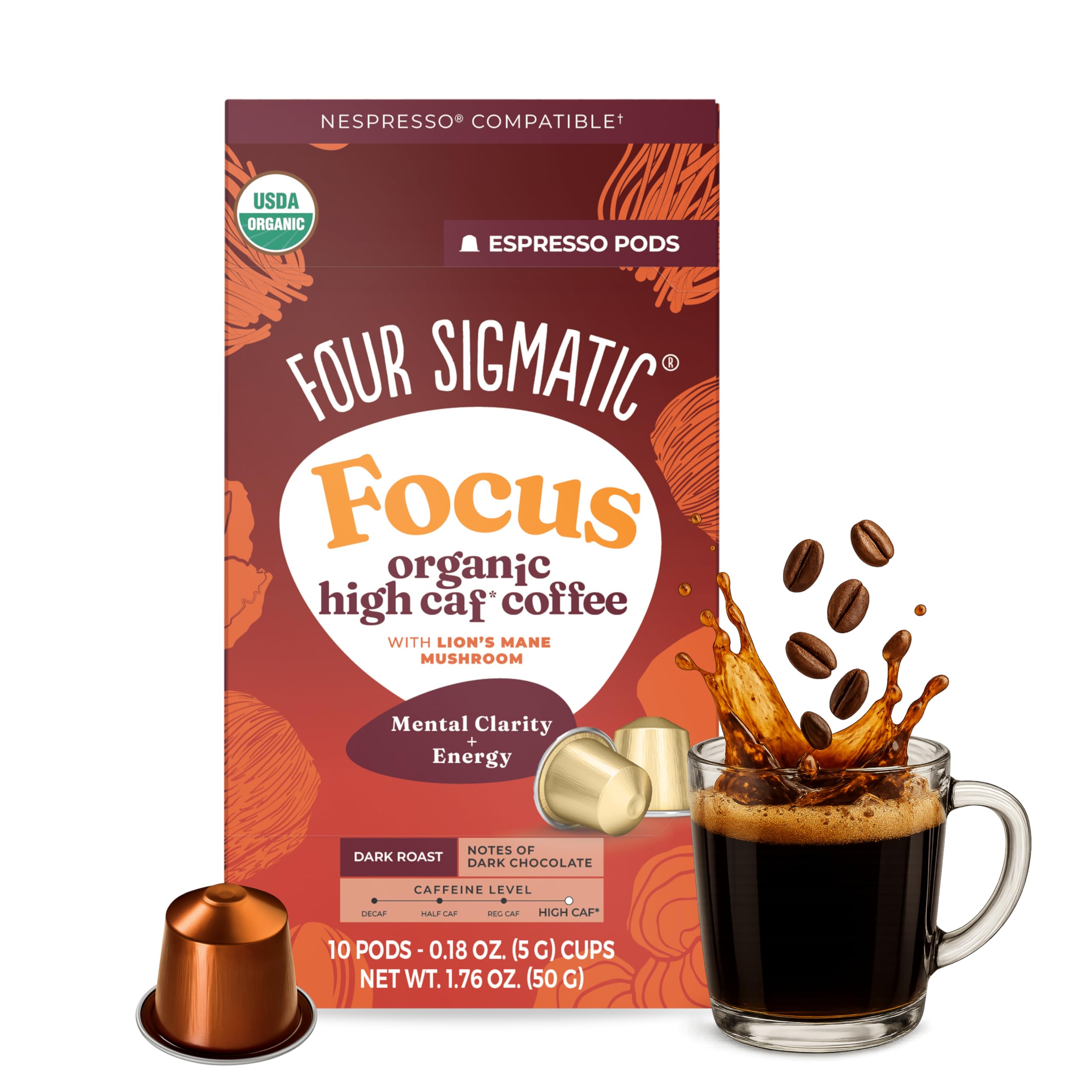 Amazon.com : Four Sigmatic Focus High Caffeine Coffee Pods