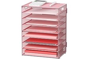 9-Tier Letter Tray Pink Paper Organizer