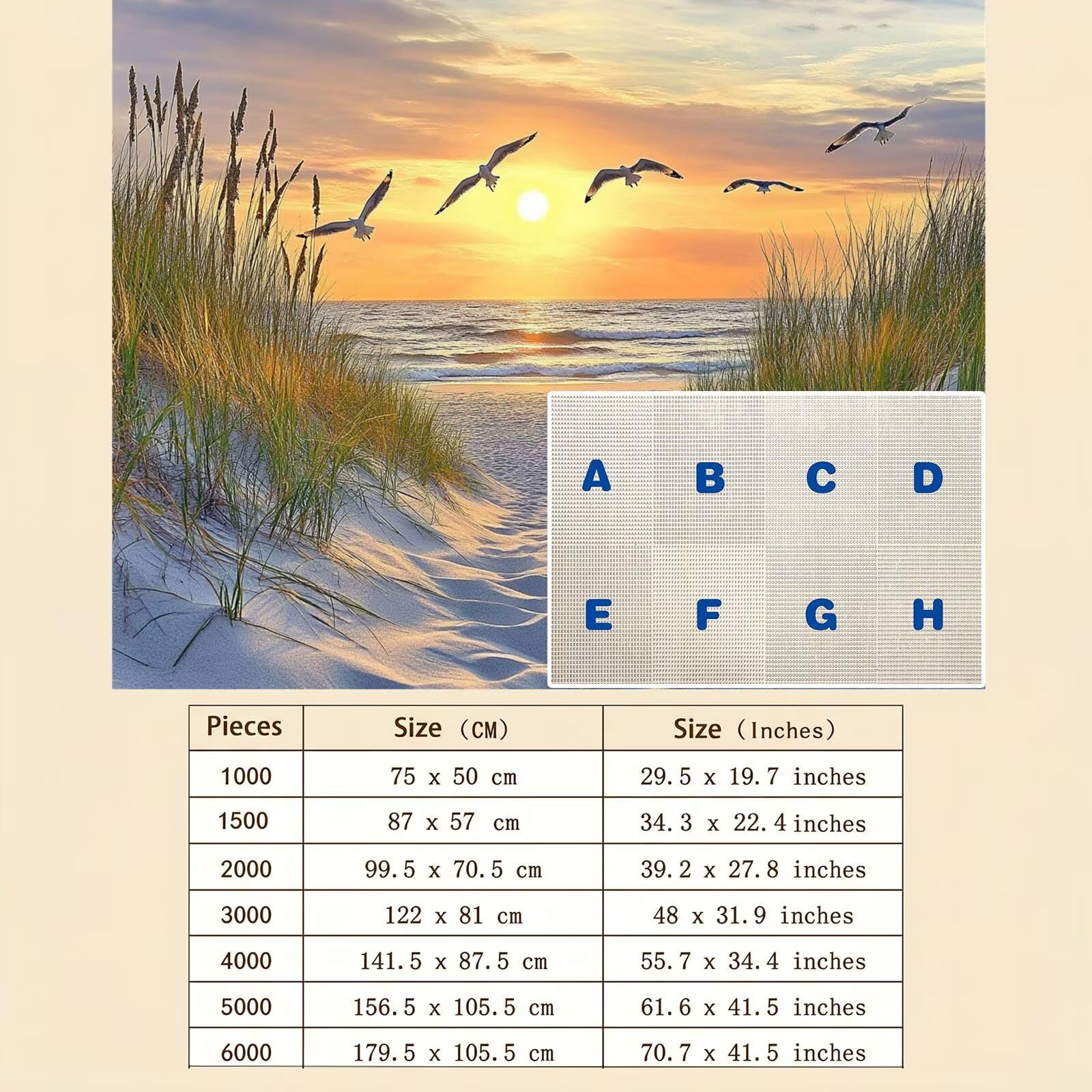 spiaggia Gabbiano Puzzle 5000 Pezzi per Adulti, Puzzle in Legno - Collezione Classica con Poster Incluso - Sfida di Concentrazione e Passatempo Antistress, Gioco per Famiglia, 156 x 105 cm f0-872