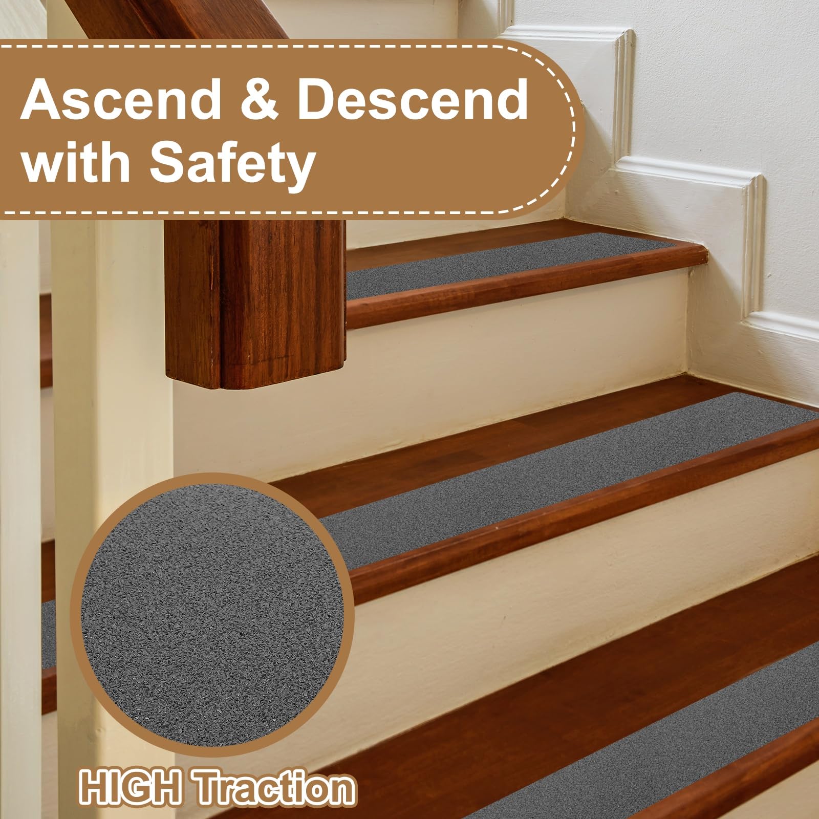 PATIKIL 10x61cm Cinta Antideslizante Para Escalones Gris, Paquete De 25 Tiras Autoadhesivas Antideslizantes Para Escalones De Madera