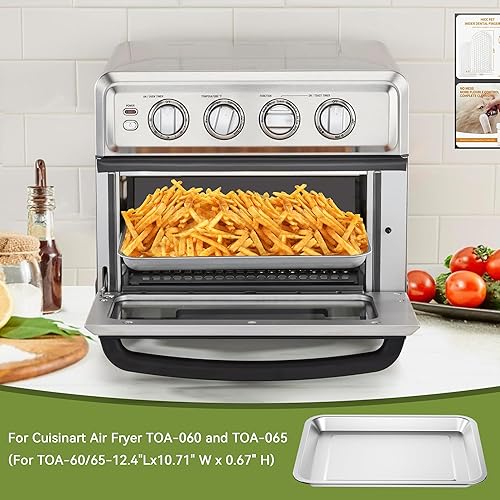 Miniatura 8 de Quality Baking Sheet Pan, 12.4"x11" Stainless Steel Air Fryer Tray Replacement for Cuisinart Air Fryer TOA-060 and TOA-065, Dishwasher Safe