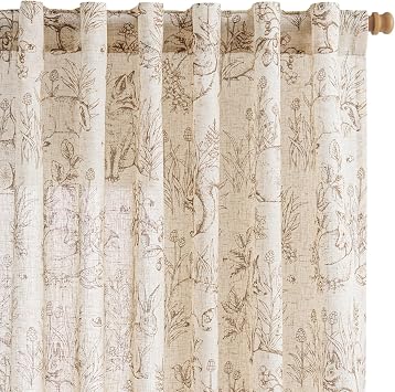 jinchan Linen Light Filtering Nursery Curtains 63 Inch Length 2 Panels