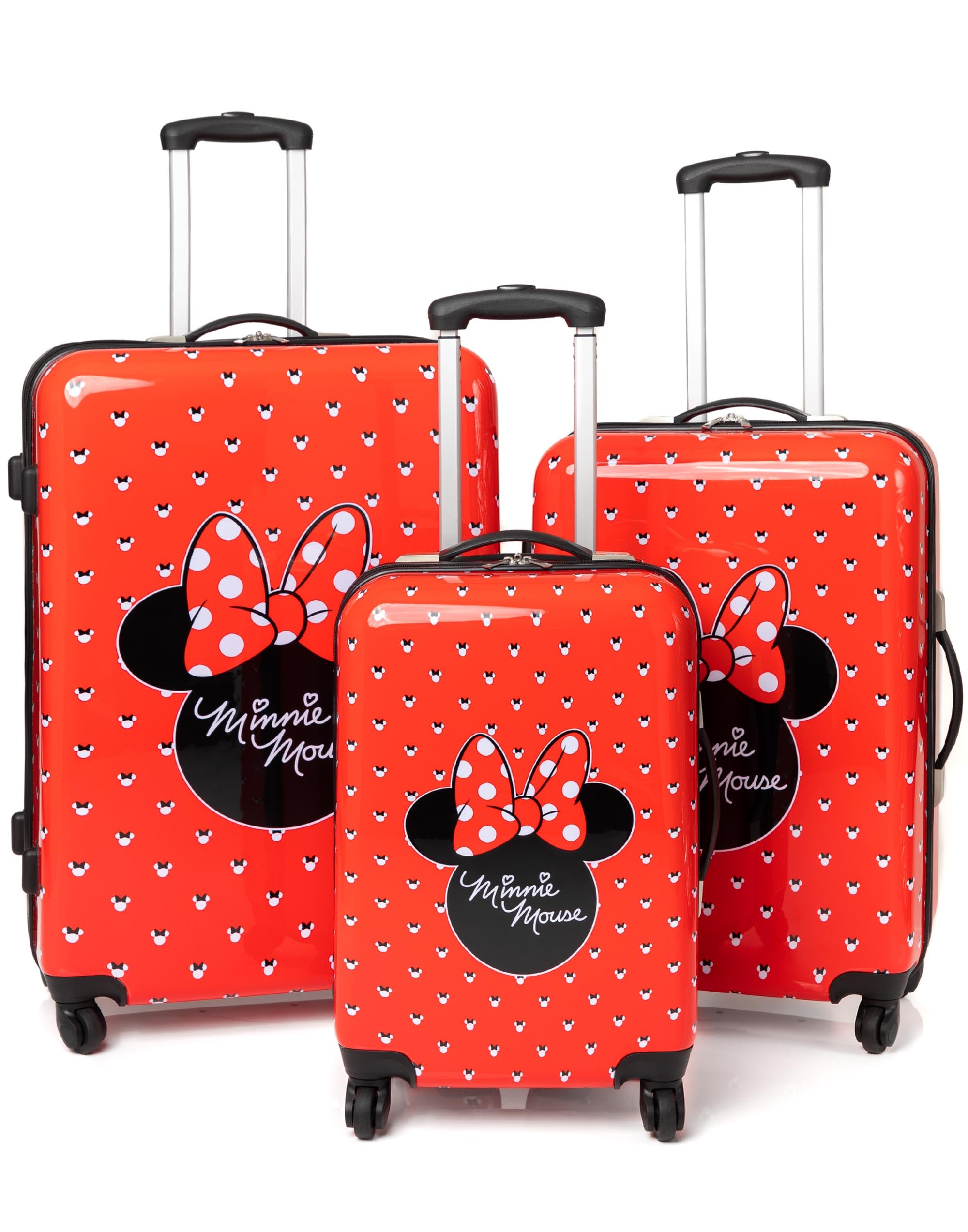 Disney Maleta Minnie Mouse para Adultos y niños | Cabina Opciones Pequeña, Mediana O Grande Bolsa de Equipaje | Mujer Niñas Rojo Tapa Dura Carro De Viaje De Mano