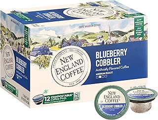 New England Coffee Blueberry Cobbler Medium Roast Single Serve Pods, 12ct Box (Pack of 1)