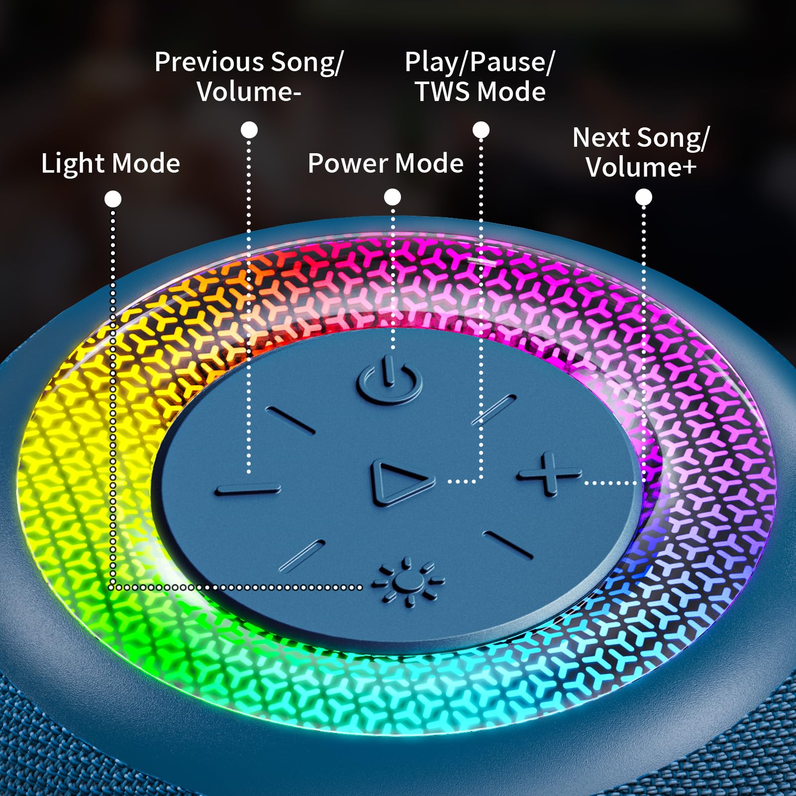 Tisco Cassa Bluetooth Portatile Mini, Speaker Wireless con Bluetooth 5.3, 24H di Autonomia, Suono Surround 360°, Impermeabile, Luci RGB, TWS/SD, Ideale per Feste/Viaggi/Esterni (Blu)