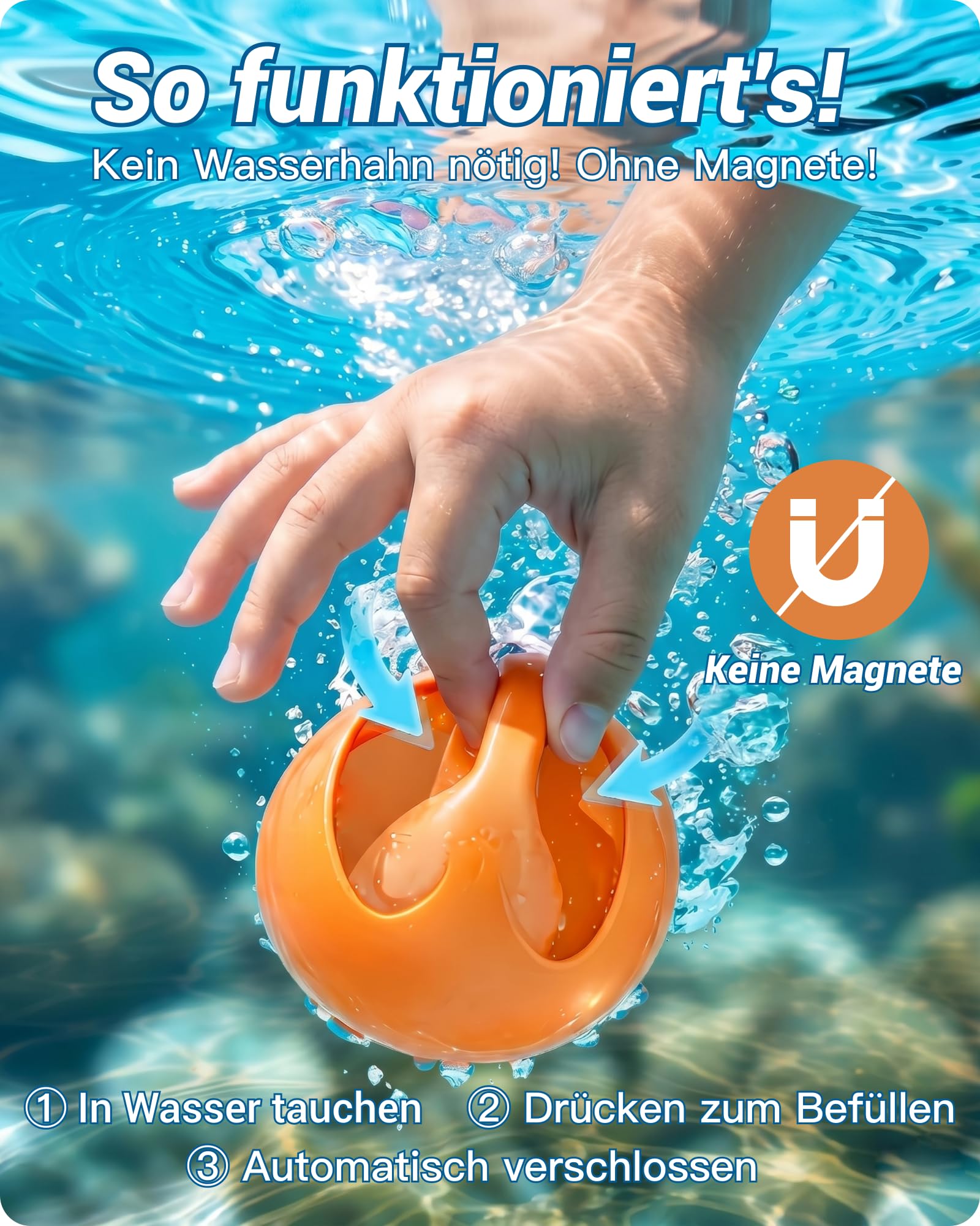 12 Stück Wasserbomben Wiederverwendbar Selbstschließend, Nicht Magnetische Silikon Wasserballons Schnell Befüllbar, BPA-Freies Wasserspielzeug für Outdoor Pool Strand (Kinder & Erwachsene)