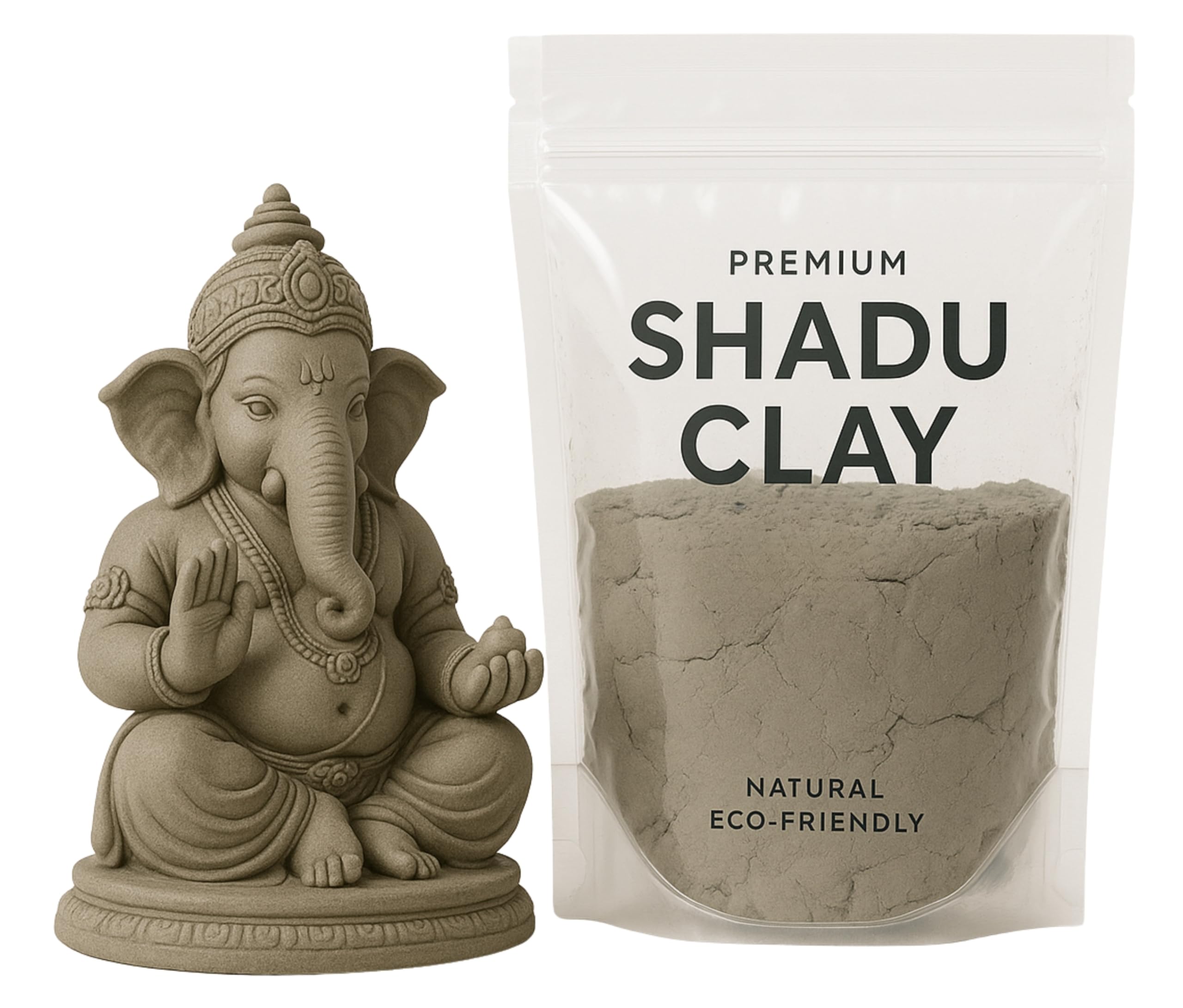 ToysBuddy Pure Natural Shilpkar Shadu Clay Mati for Making Ecofriendly Ganesha Idols 2Kg - Ganapati Festival Ready to use