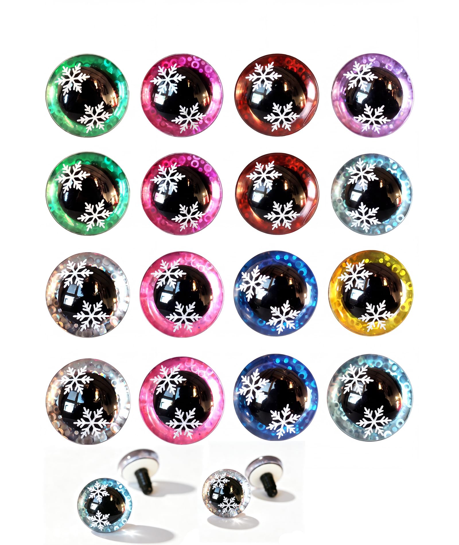 20-Piece 16mm Eyes for Crochet Toys | 3D Stereoscopic Snowflake Gradient Design, 9 Mixed Colors for DIY Doll Making and Craft Projects-image-15