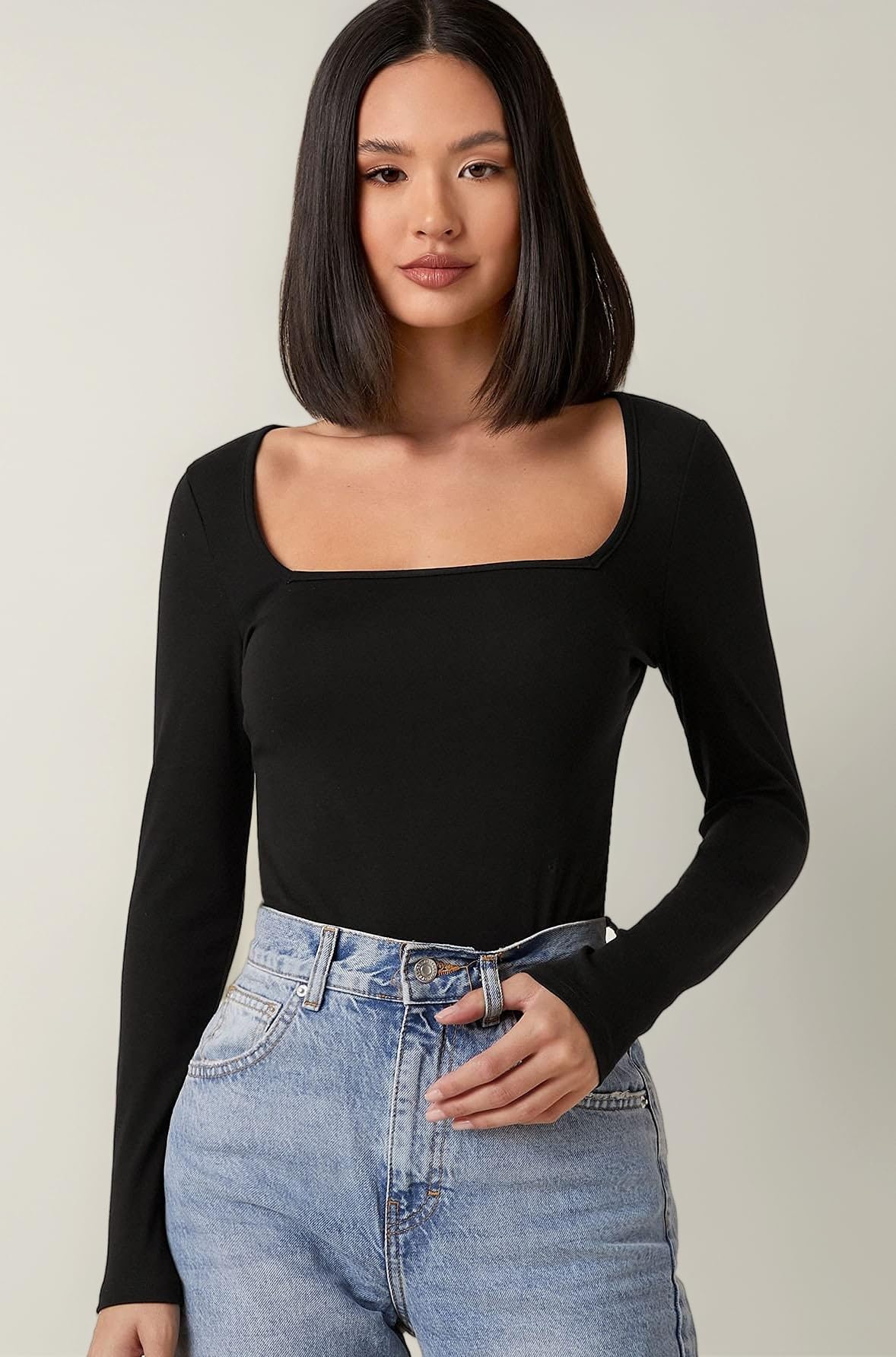 Women's & Girl's Solid Long Sleeve Polyester Slim Fit Top