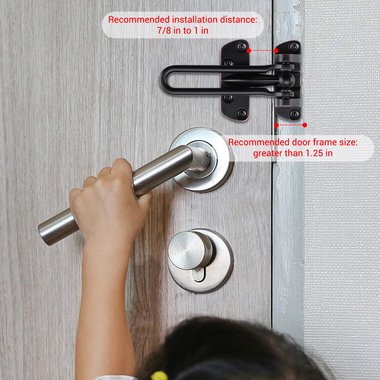 WellMade Pestillo de bloqueo de puerta de barra oscilante, pestillo de seguridad de puerta para seguridad de niños y seguridad del hogar, cierre de refuerzo para puerta (bronce aceitado, paquete de 4)