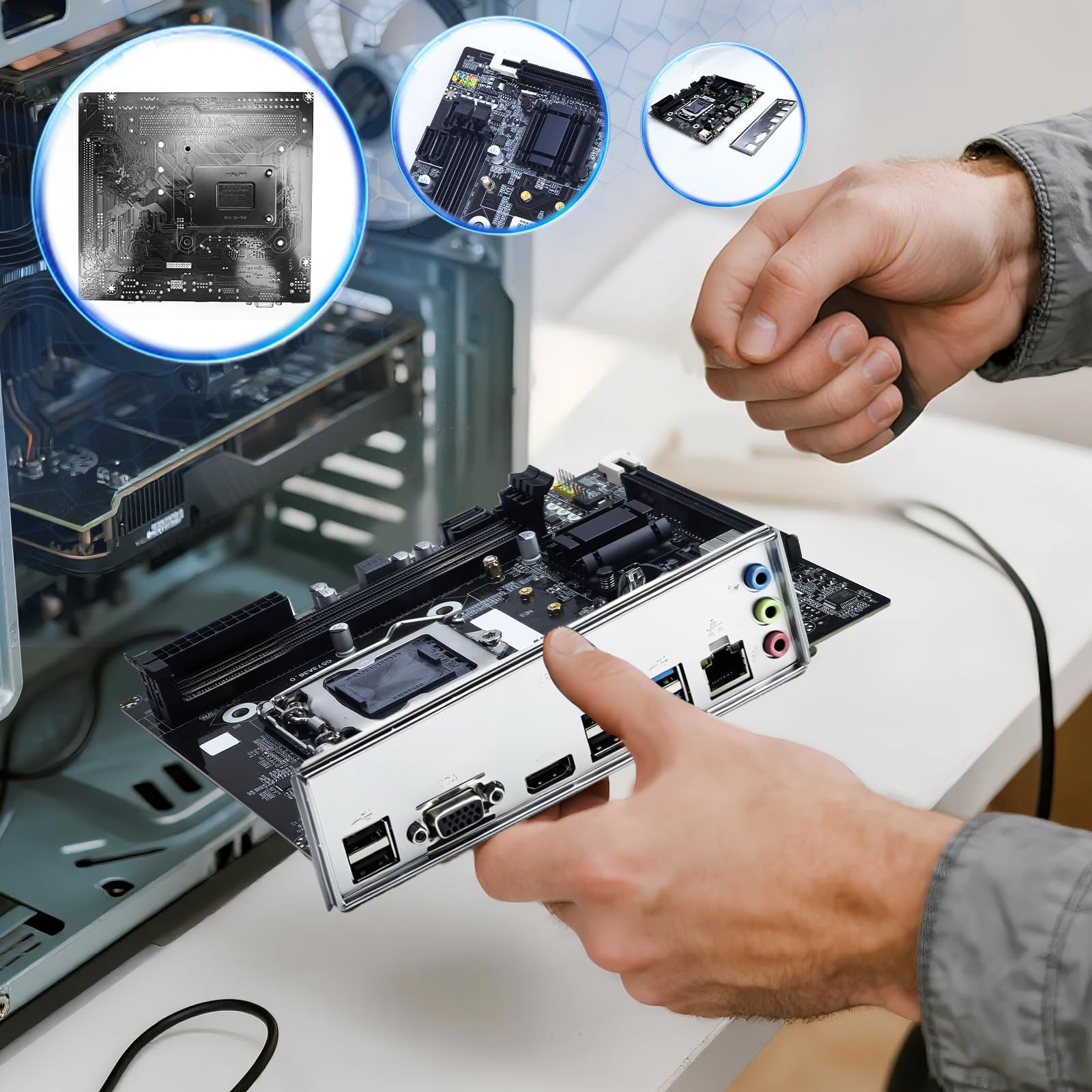 H81 Gaming Motherboard H81 LGA1150 Micro ATX Motherboard, Dual Channel DDR3, M.2 NVMe NGFF SATA 6Gb/s PCIe Slot, Compatible con Intel Core i3 i5 i7
