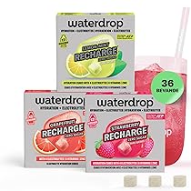 waterdrop® Microlyte Elettroliti Senza Zucchero – 36 Cubetti per Acqua con 4 Elettroliti + 6 Vitamine & Zinc, Sali Minerali Integratori Sport, Perfetti per Viaggio, Acqua Naturale o Frizzante.