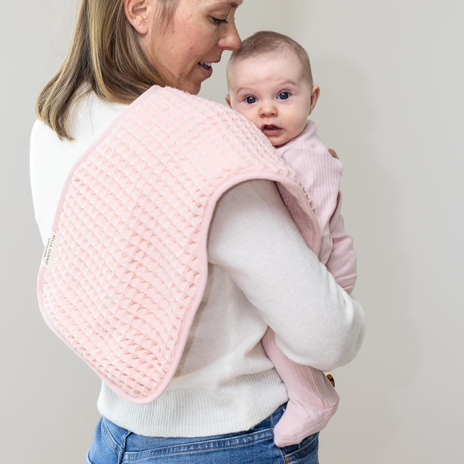 Bella Tunno Baby Bibs and Burp Cloths Set – Reversible Drool Bibs and Soft Absorbent Newborn Burp Cloths, Oeko-TEX Certified (Blush)