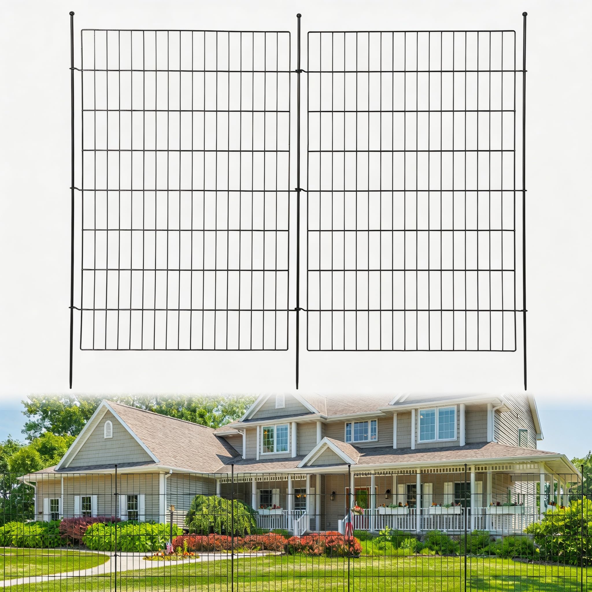 Gartenzaun Metall Steckzaun 10 Paneele 102 cm Hoch Ohne Graben