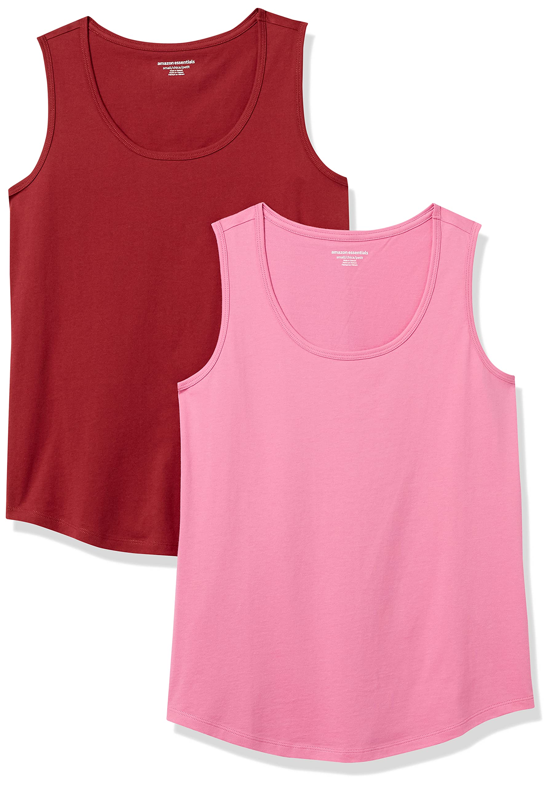 Amazon Essentials Canotta Smanicata in 100% Cotone vestibilità Classica Donna, Pacco da 2