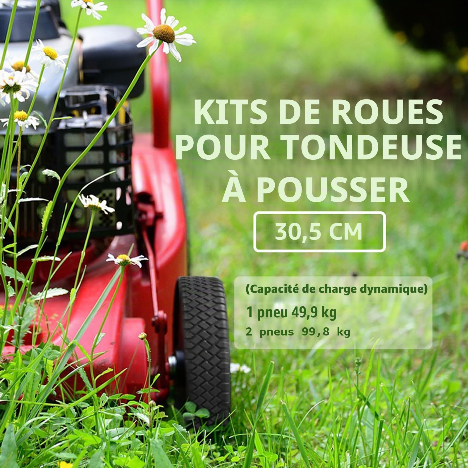 Parts Camp Lot de 2 kits de roues de 30,5 cm pour tondeuse poussée et nettoyeur haute pression