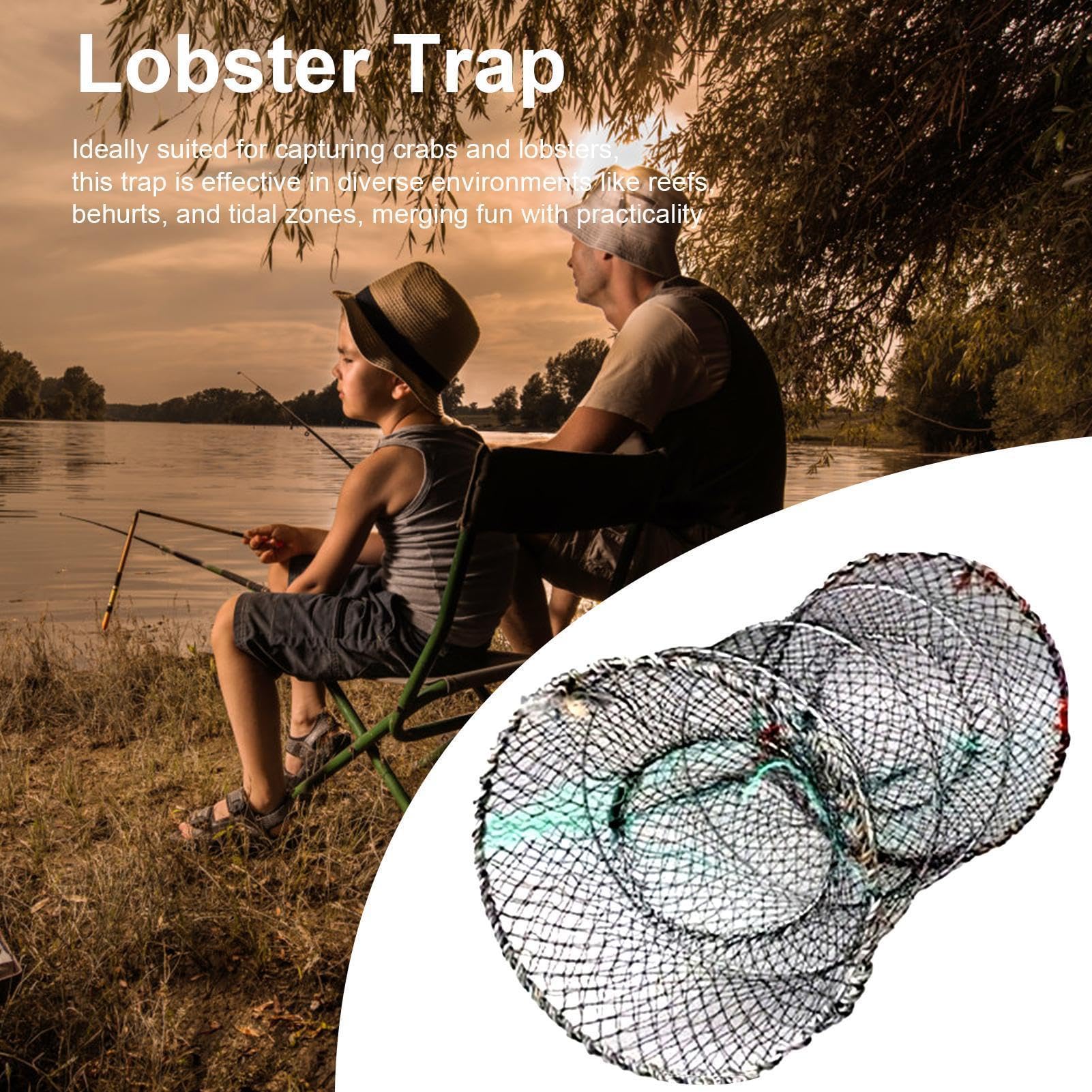 Piège à écrevisses Et Crevettes 30,5x61 Cm - Filet Pliable En Maille, Pour Eau Douce Et Salée, Capture Vivante