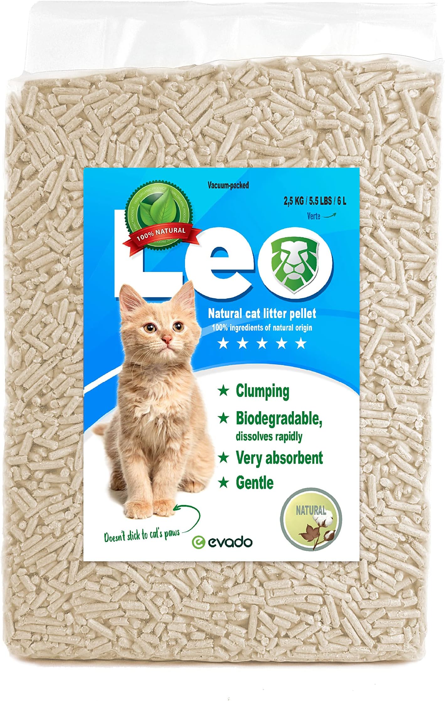 Amazon Brand Lifelong Clumping Corn Cat Litter, Unscented, 10 L (Pack