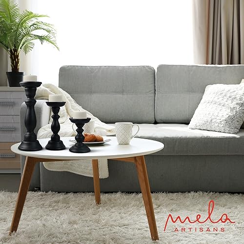 Miniatura 4 de Portavelas "Willow" para velas de pilar (azul ópalo, juego de 3), portavelas de madera de mango, portavelas de madera de granja, soporte de velas