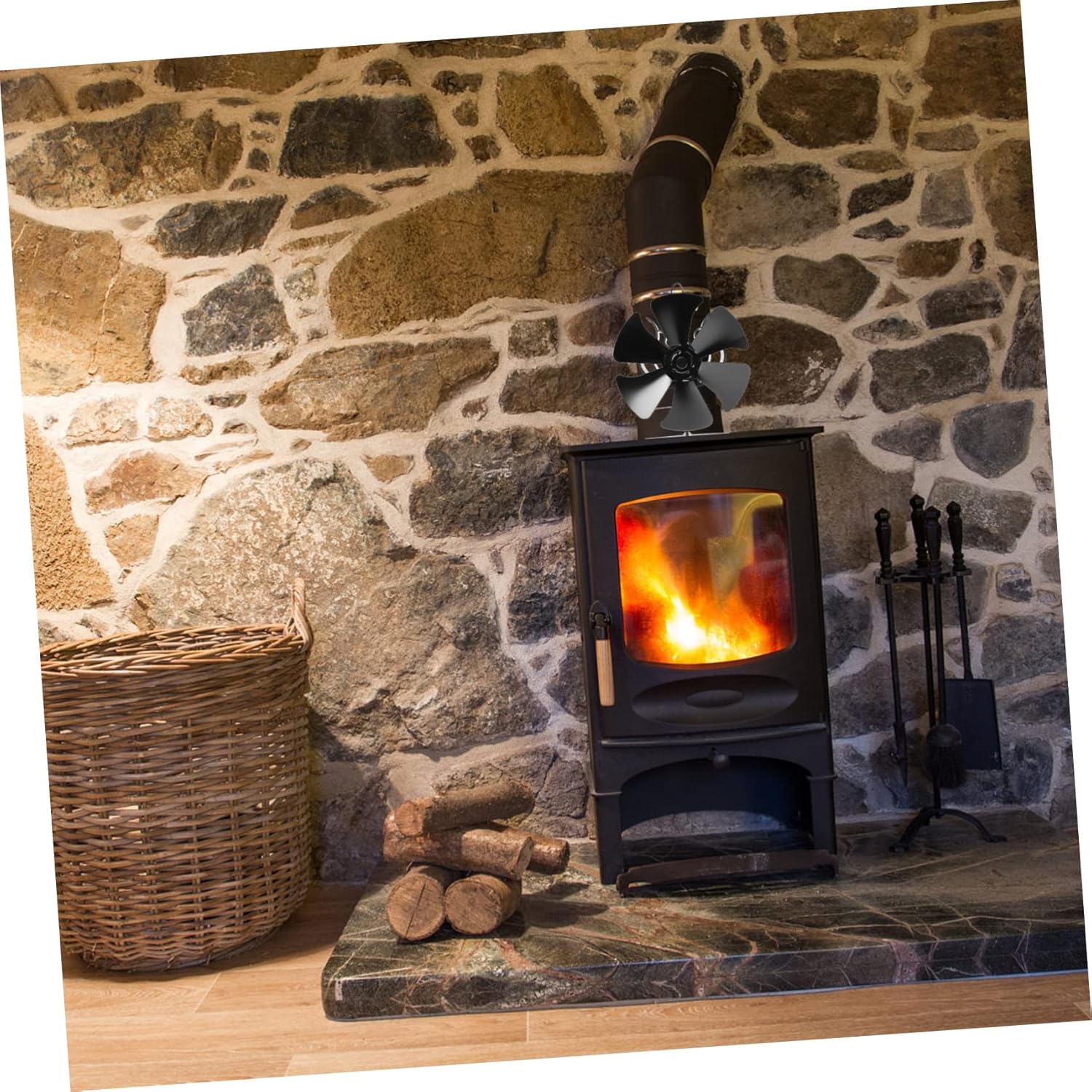 Alipis Heat Powered Log Burner Fan Energy Efficient Stove Fan for Improved Air Circulation and Comfort Your Home Fireplace Pellet Stove No Electricity Required Quiet