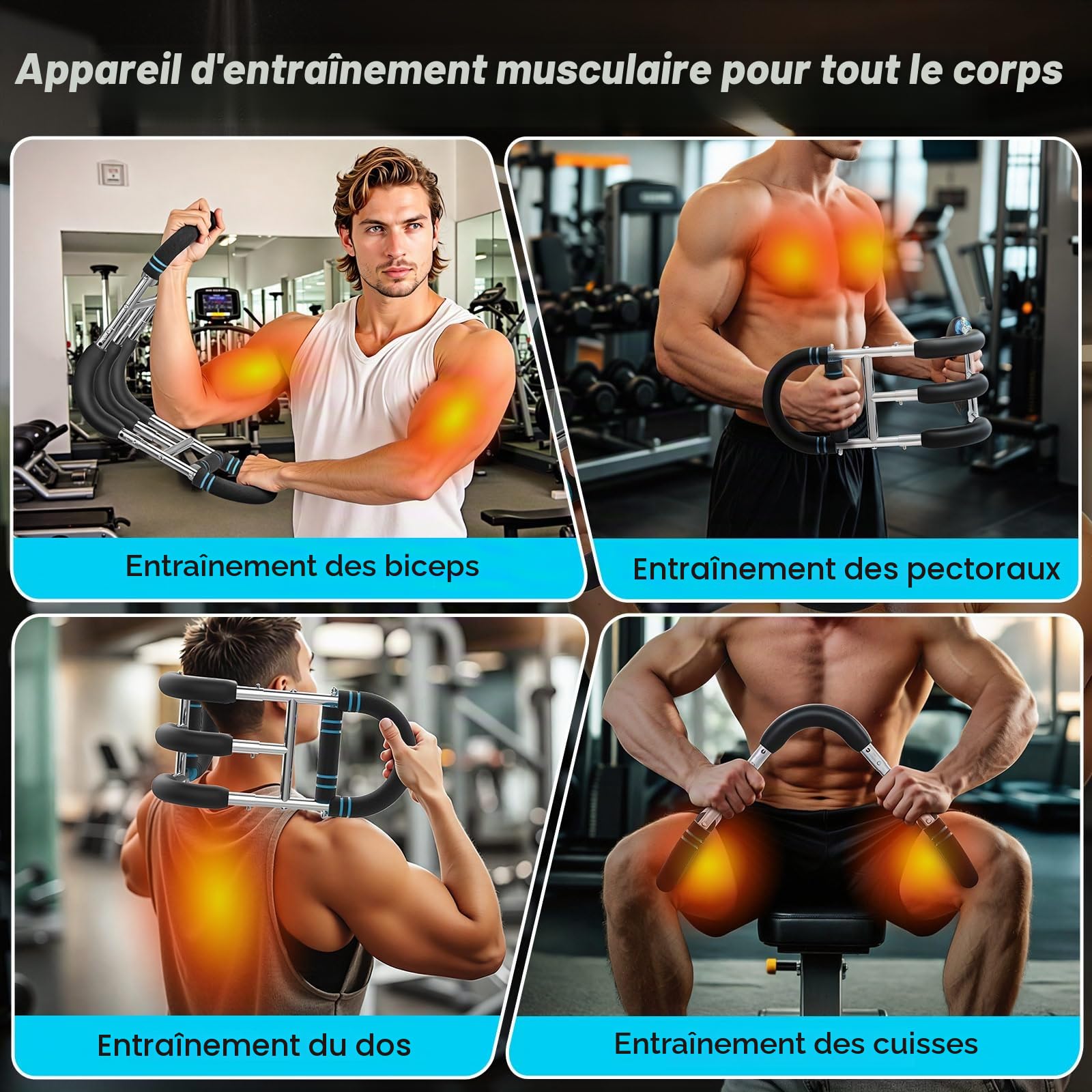 MoKo Entraîneur de Bras Twister, Exerciceur de Bras Réglables 60-170 Livres, Équipement D'entraînement Pectoral pour Développer la Musculature, Appareil D'entraînement des Bras avec Protège-Poignets