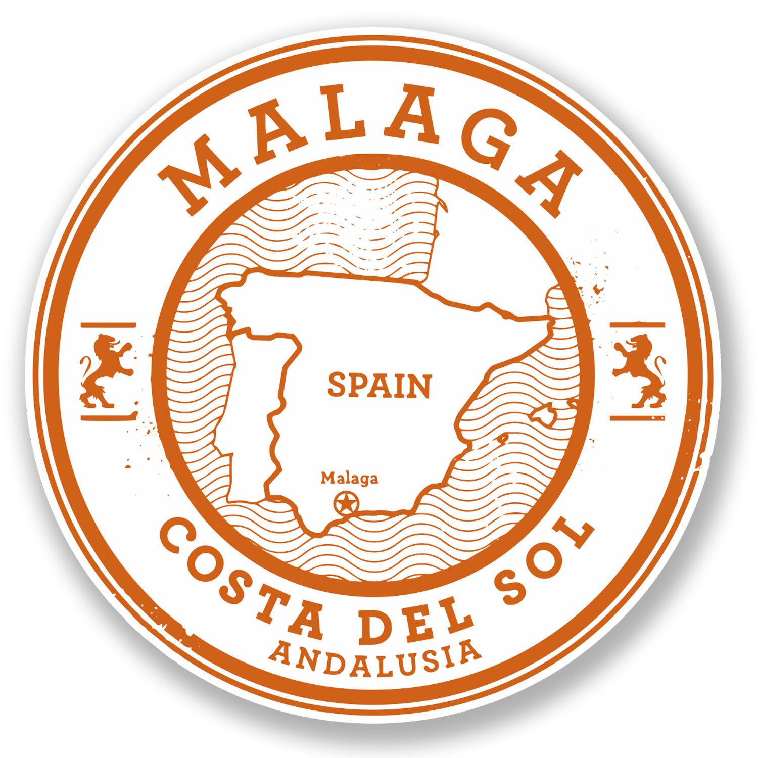 2 x 10cm Malaga Spain Vinyl Sticker Travel Luggage Tag Flag Map Laptop Fun #6492 (10cm x 10cm)