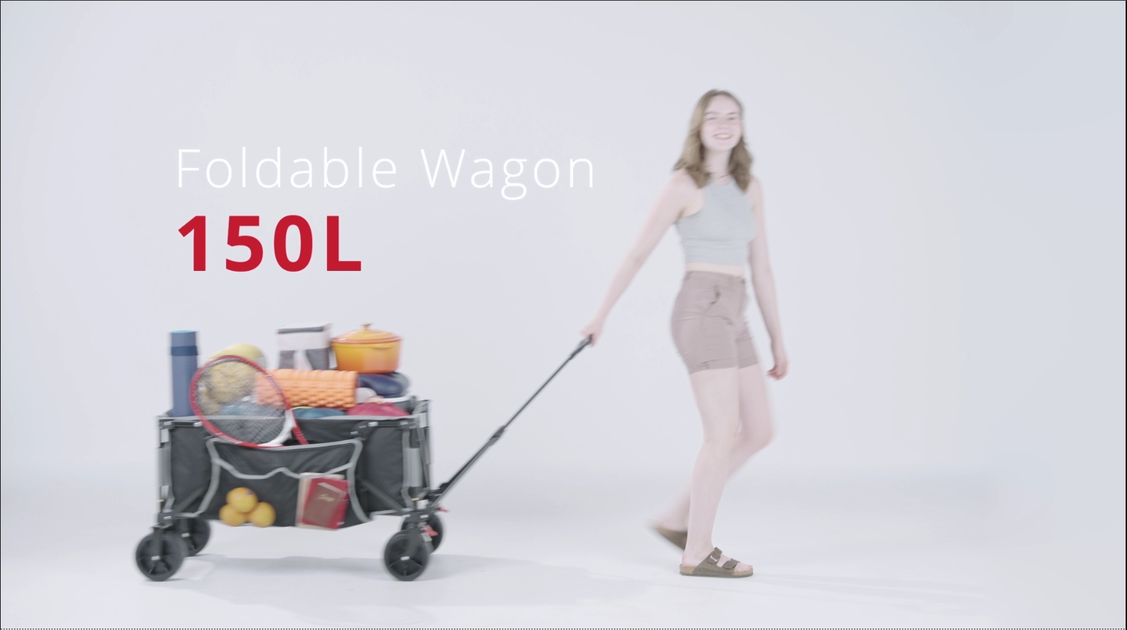 Carrello Pieghevole Overmont 150L - Capacità 150kg Con Ruote Anteriori Girevoli E Tessuto Rimovibile - 3