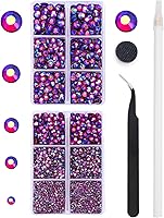 Vista 13 de MEIBITE 6796 unidades de diamantes termoadhesivos AB rosados, piedras de cristal de vidrio para tela, ropa, camisas, parte trasera plana brillante